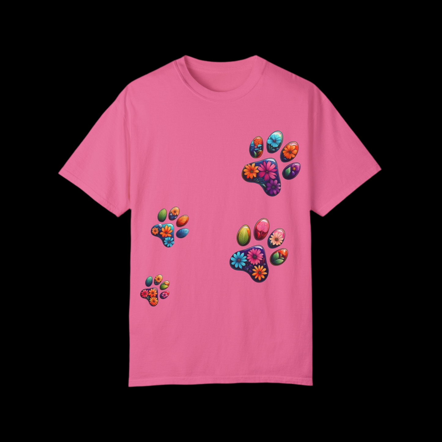 Floral Paw Print T-Shirt for Pet Lovers