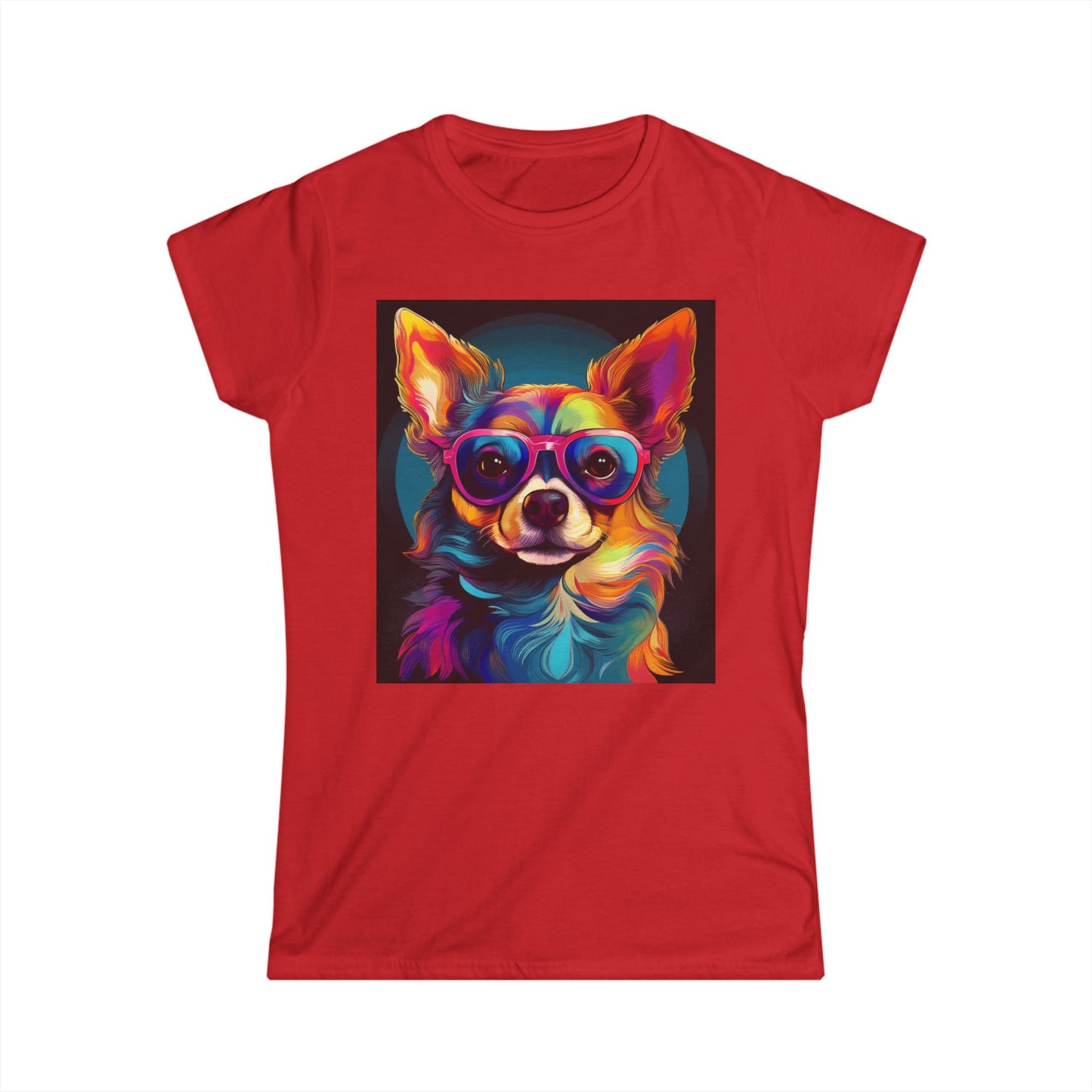 Colorful Dog Graphic Women's Softstyle Tee - Perfect for Animal Lovers