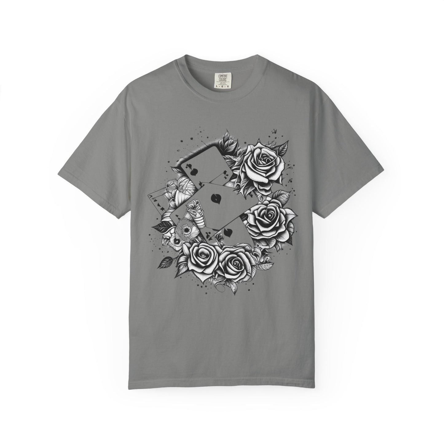 Gothic Floral Card T-Shirt | Unisex Garment-Dyed Tee