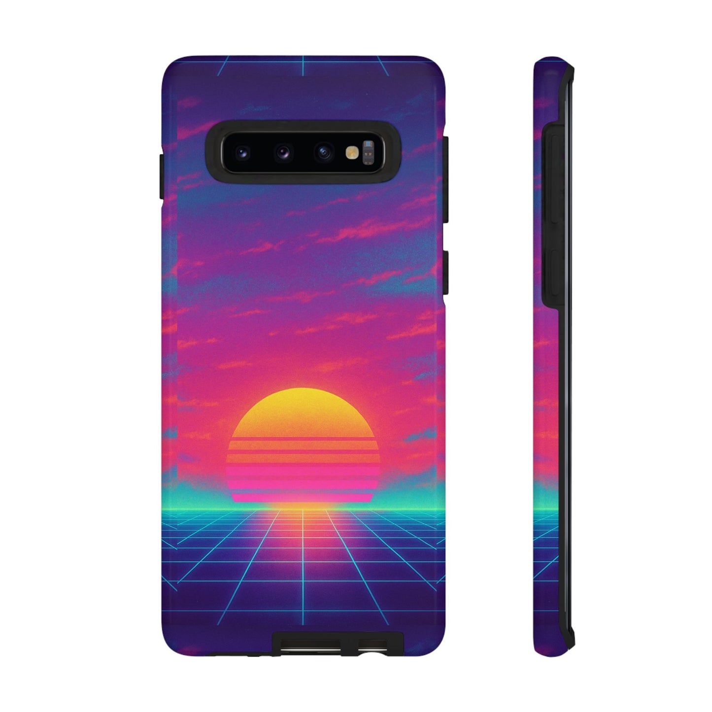 Retro Sunset Tough Phone Case - Vibrant 80s Aesthetic