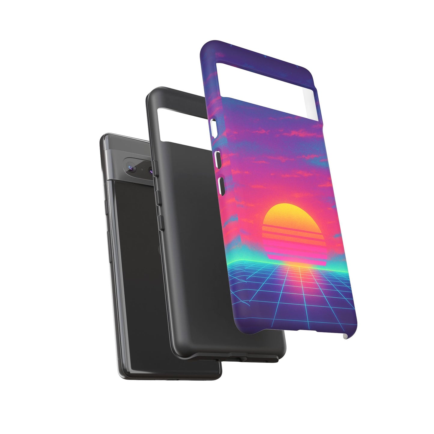 Retro Sunset Tough Phone Case - Vibrant 80s Aesthetic