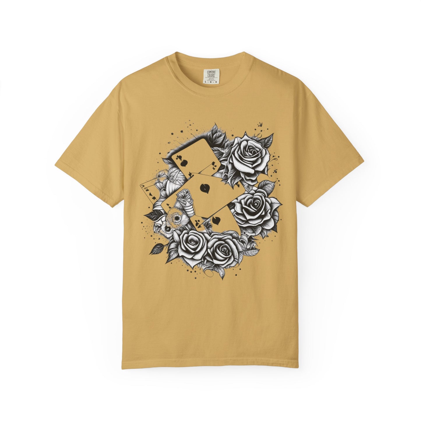 Gothic Floral Card T-Shirt | Unisex Garment-Dyed Tee