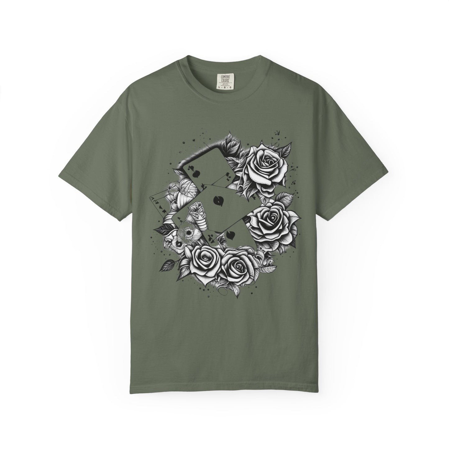 Gothic Floral Card T-Shirt | Unisex Garment-Dyed Tee