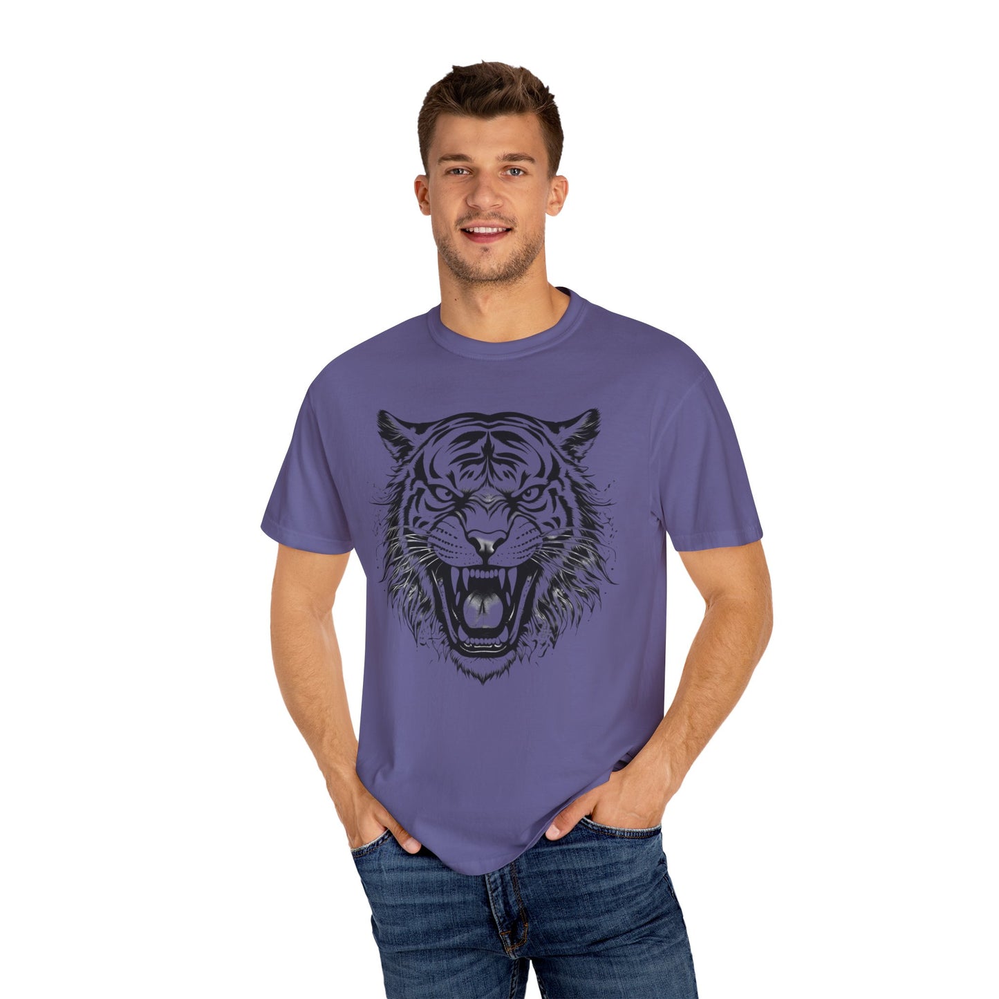 Fierce Tiger Unisex Garment-Dyed T-Shirt – Bold Graphic Tees for Animal Lovers