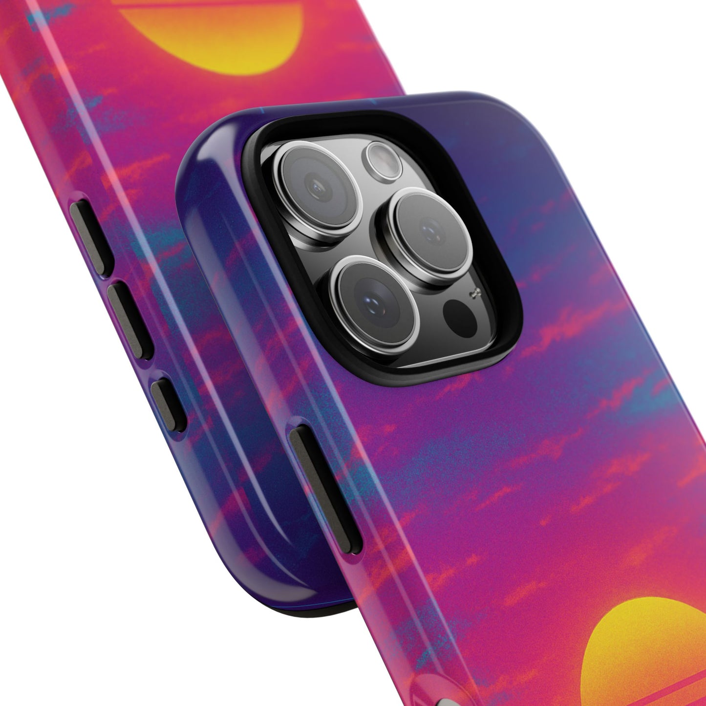 Retro Sunset Tough Phone Case - Vibrant 80s Aesthetic