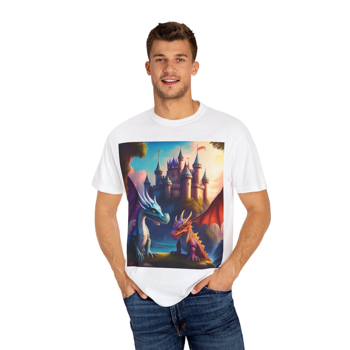 Fantasy Dragons Unisex Garment-Dyed T-Shirt - Perfect for Gamers & Fantasy Lovers