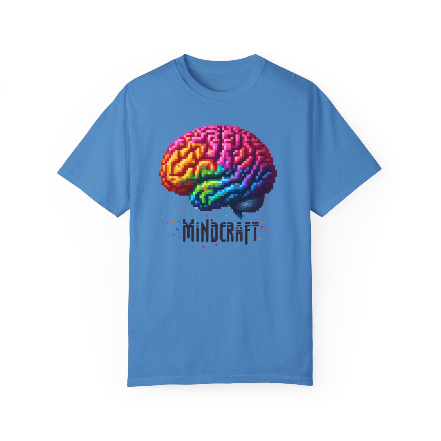 Mindcraft Brain Unisex Garment-Dyed T-Shirt | Colorful Pixel Art Tee