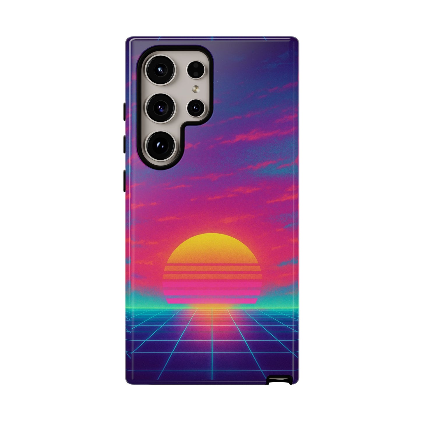 Retro Sunset Tough Phone Case - Vibrant 80s Aesthetic
