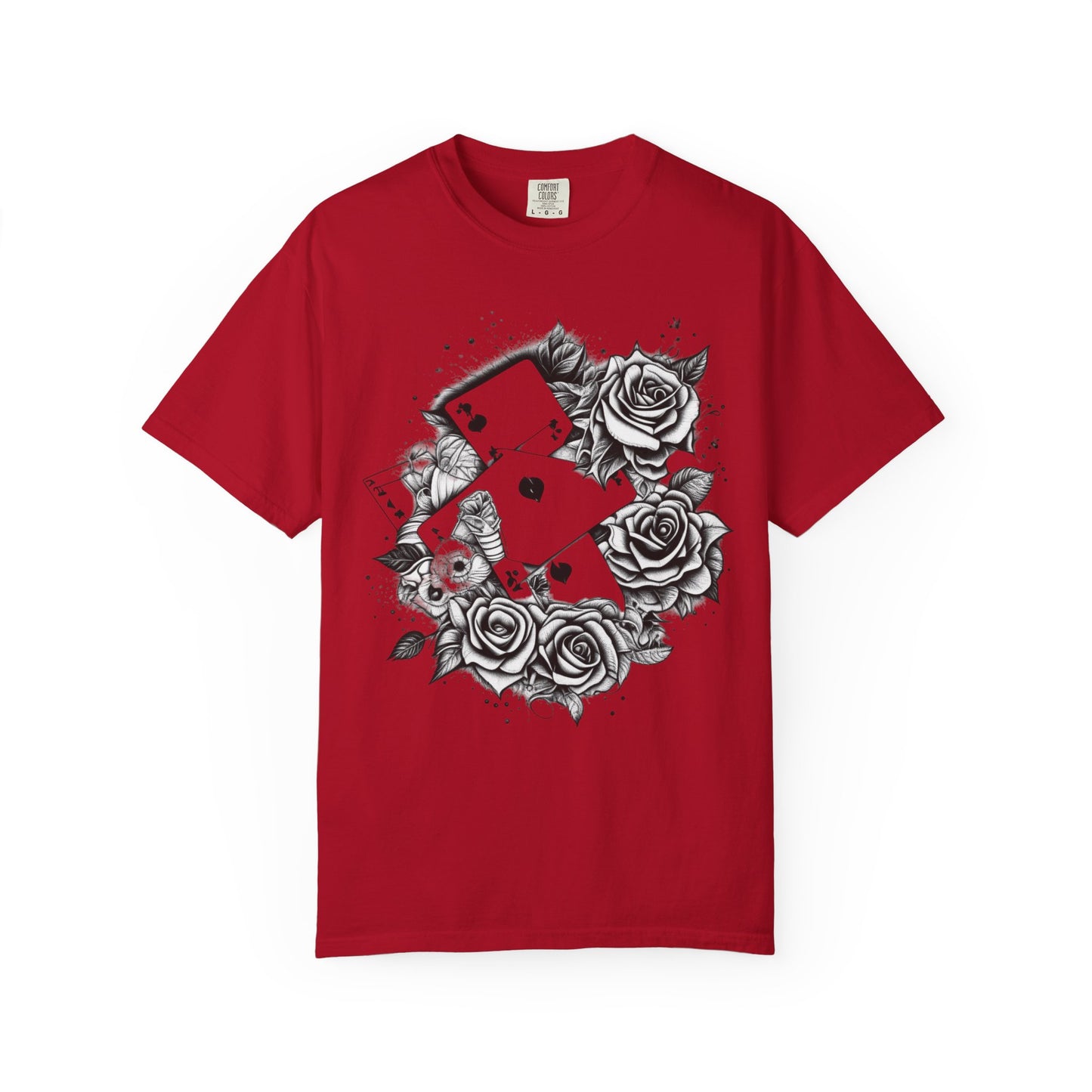 Gothic Floral Card T-Shirt | Unisex Garment-Dyed Tee