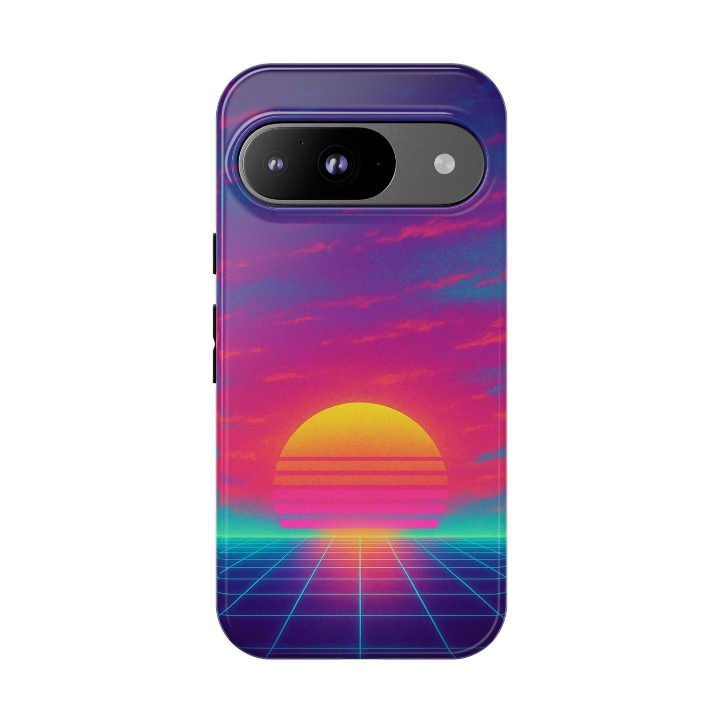 Retro Sunset Tough Phone Case - Vibrant 80s Aesthetic