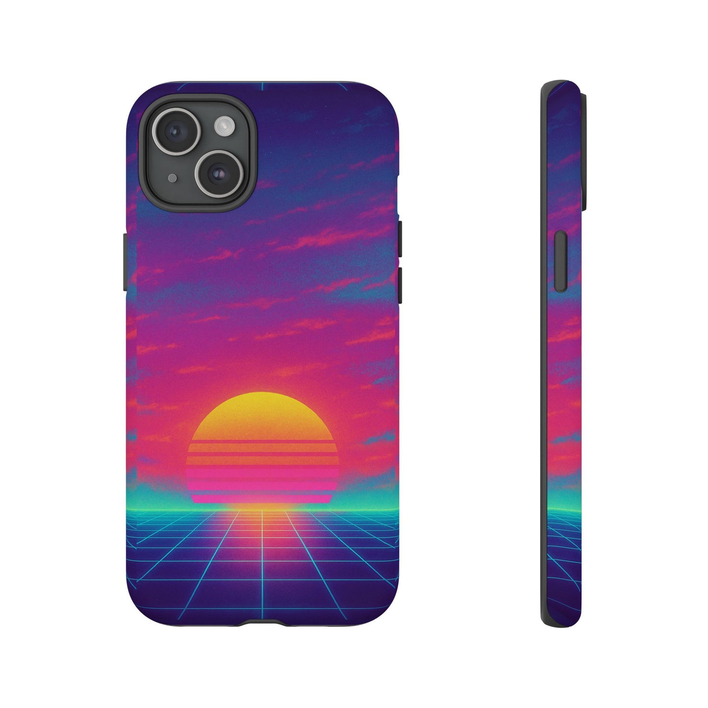 Retro Sunset Tough Phone Case - Vibrant 80s Aesthetic
