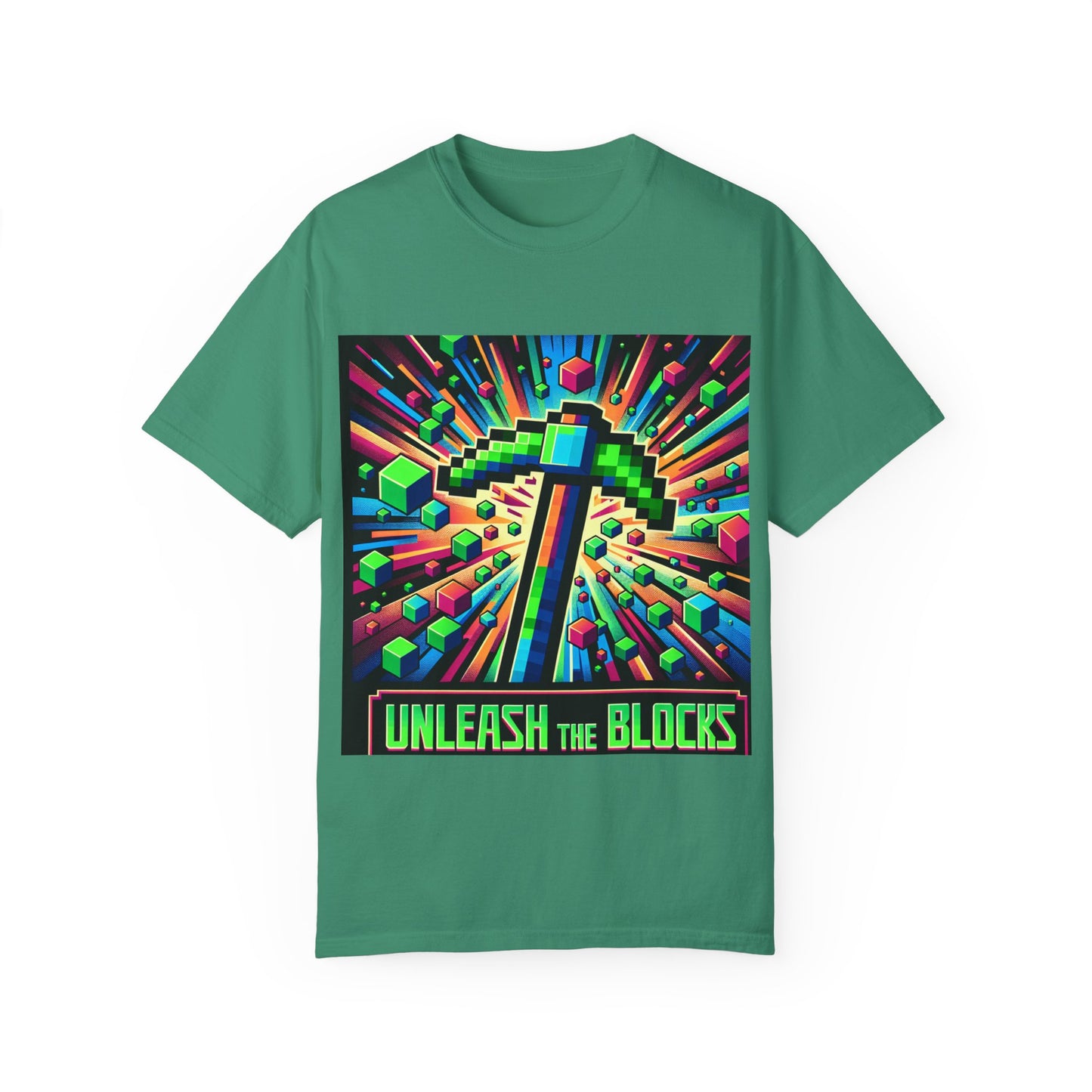 Unisex Garment-Dyed T-shirt - 'Unleash the Blocks' Gaming Tee