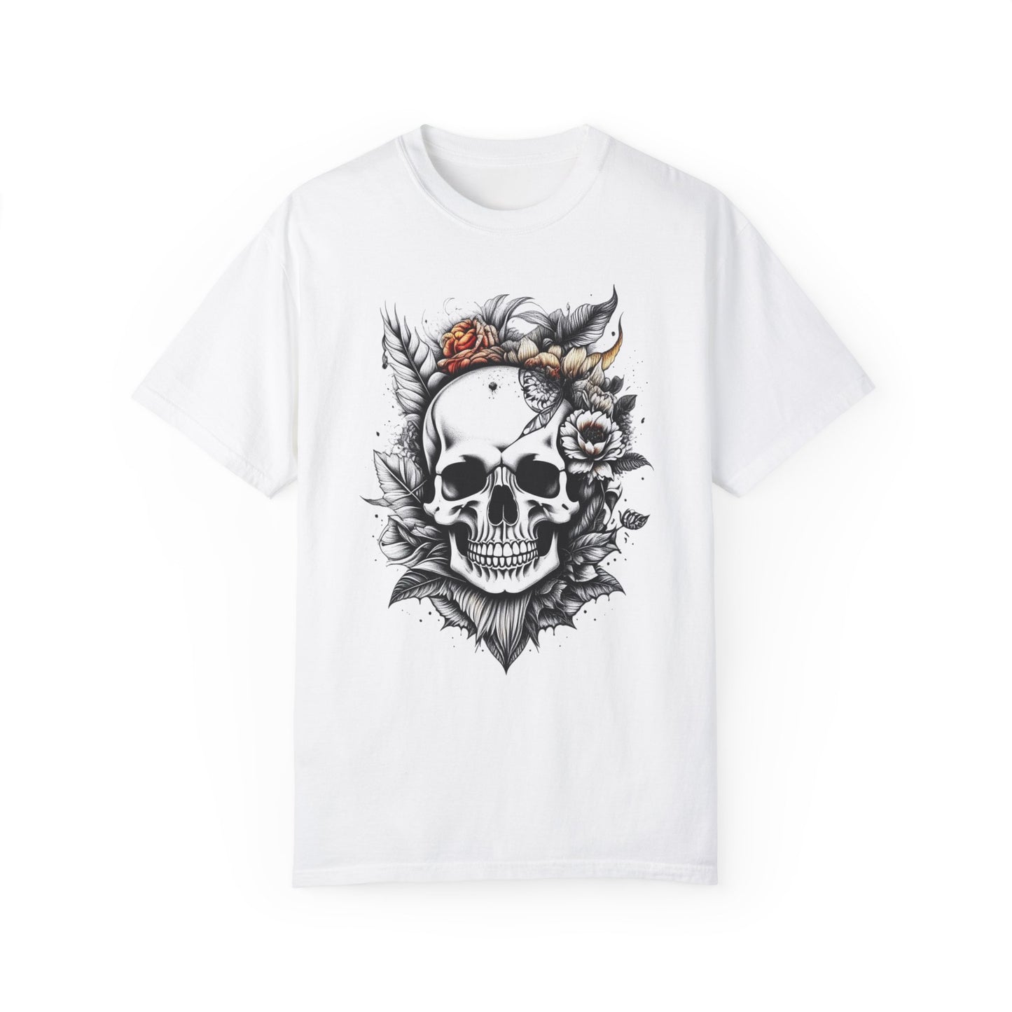 Unisex Skull Floral T-Shirt - Edgy Graphic Tee for Everyday Wear