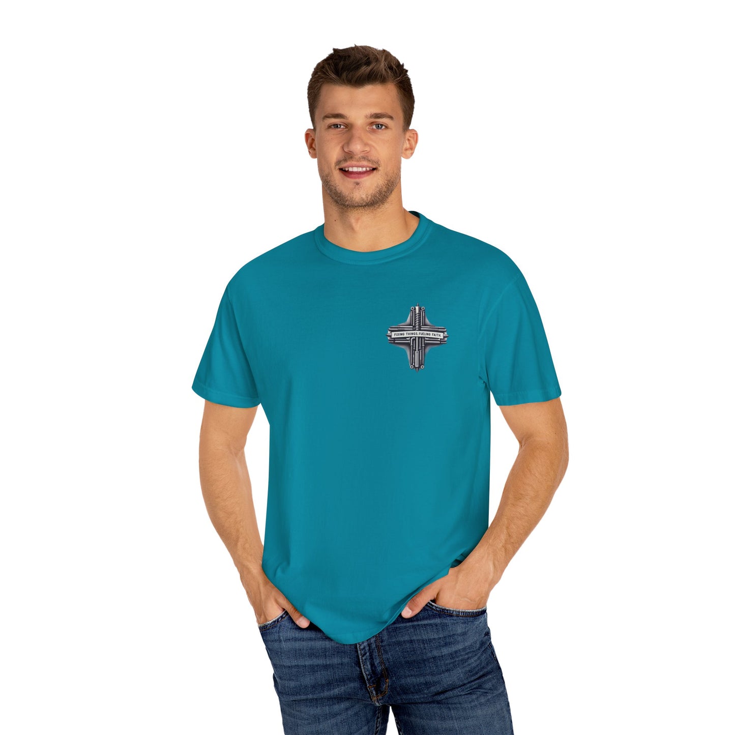 Faith-Inspired Unisex T-Shirt | Fixing Things Fueling Faith | Inspirational Gift for Believers | Casual Wear, Church Events, Everyday Style
