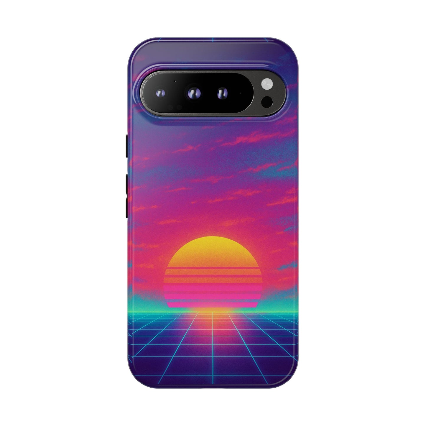 Retro Sunset Tough Phone Case - Vibrant 80s Aesthetic