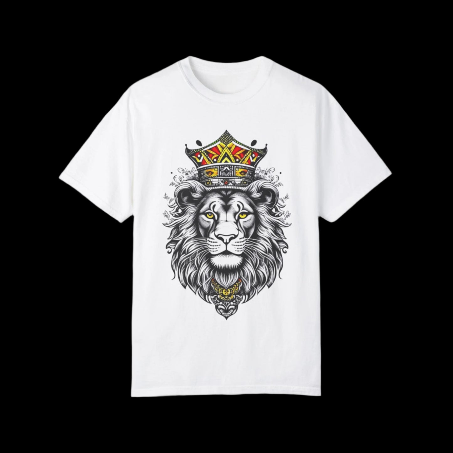 Crowned Lion Unisex Garment-Dyed T-Shirt - Bold and Artistic Design for Animal Lovers