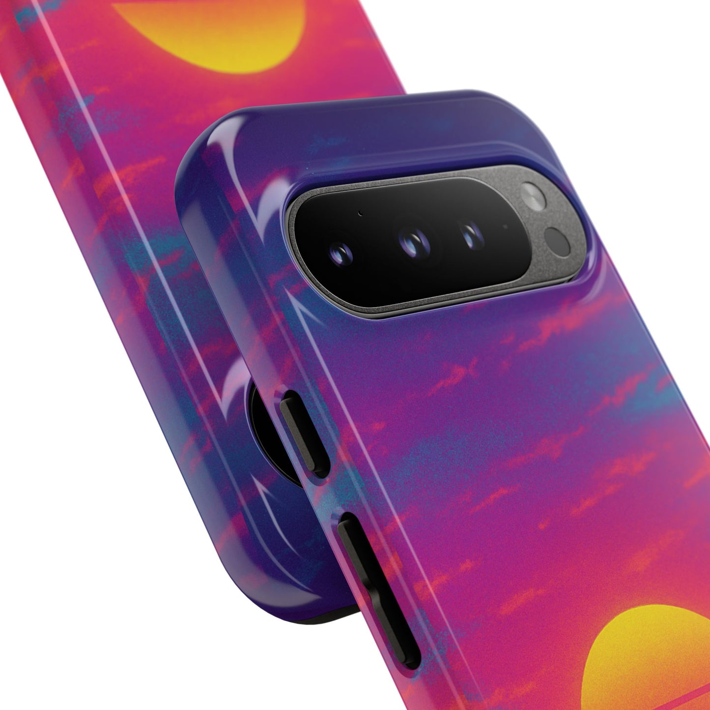 Retro Sunset Tough Phone Case - Vibrant 80s Aesthetic