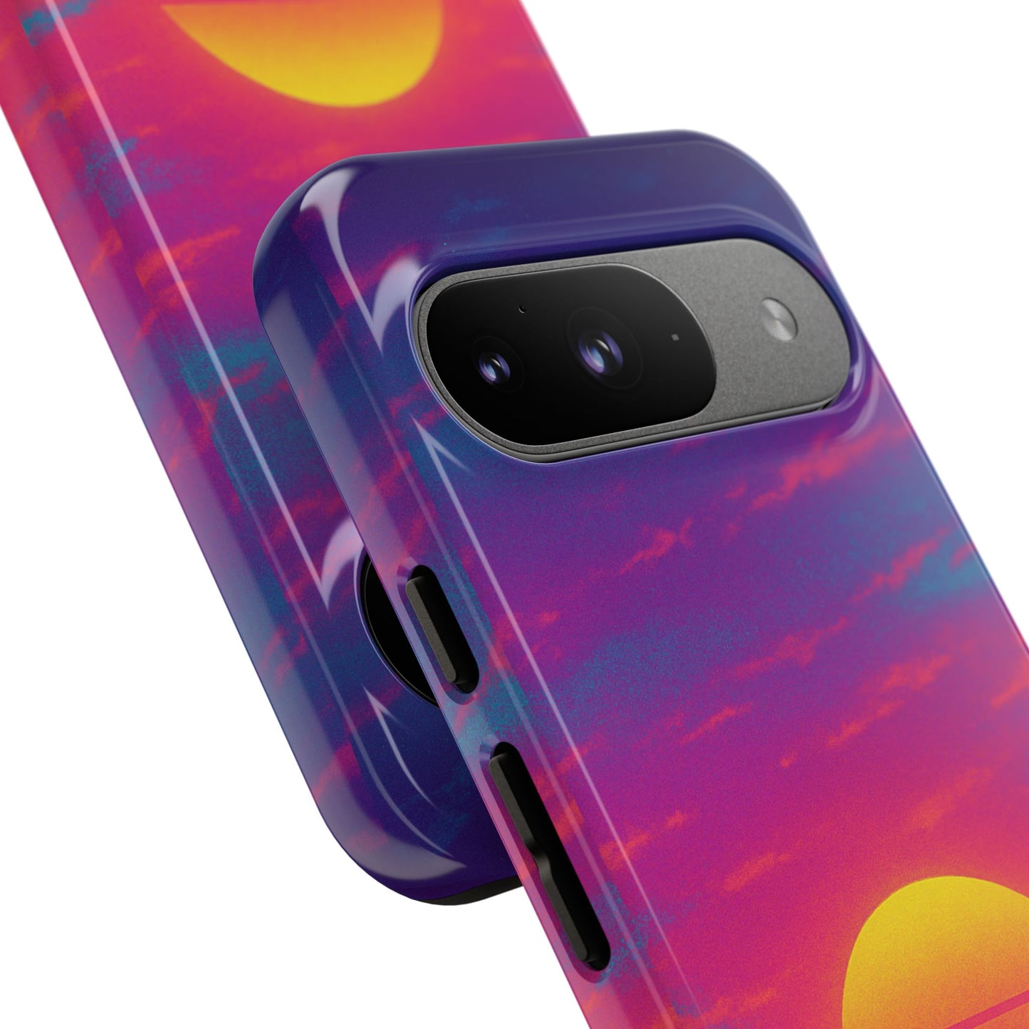 Retro Sunset Tough Phone Case - Vibrant 80s Aesthetic