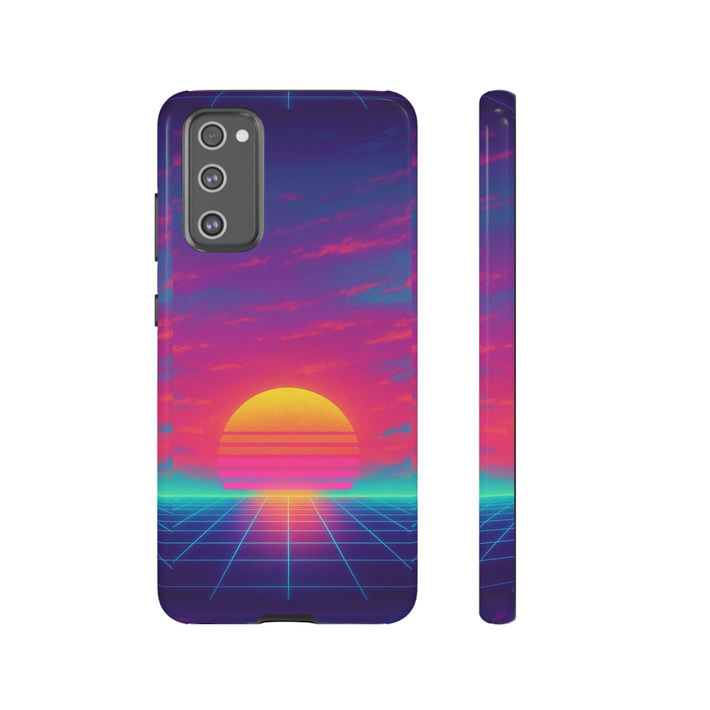 Retro Sunset Tough Phone Case - Vibrant 80s Aesthetic