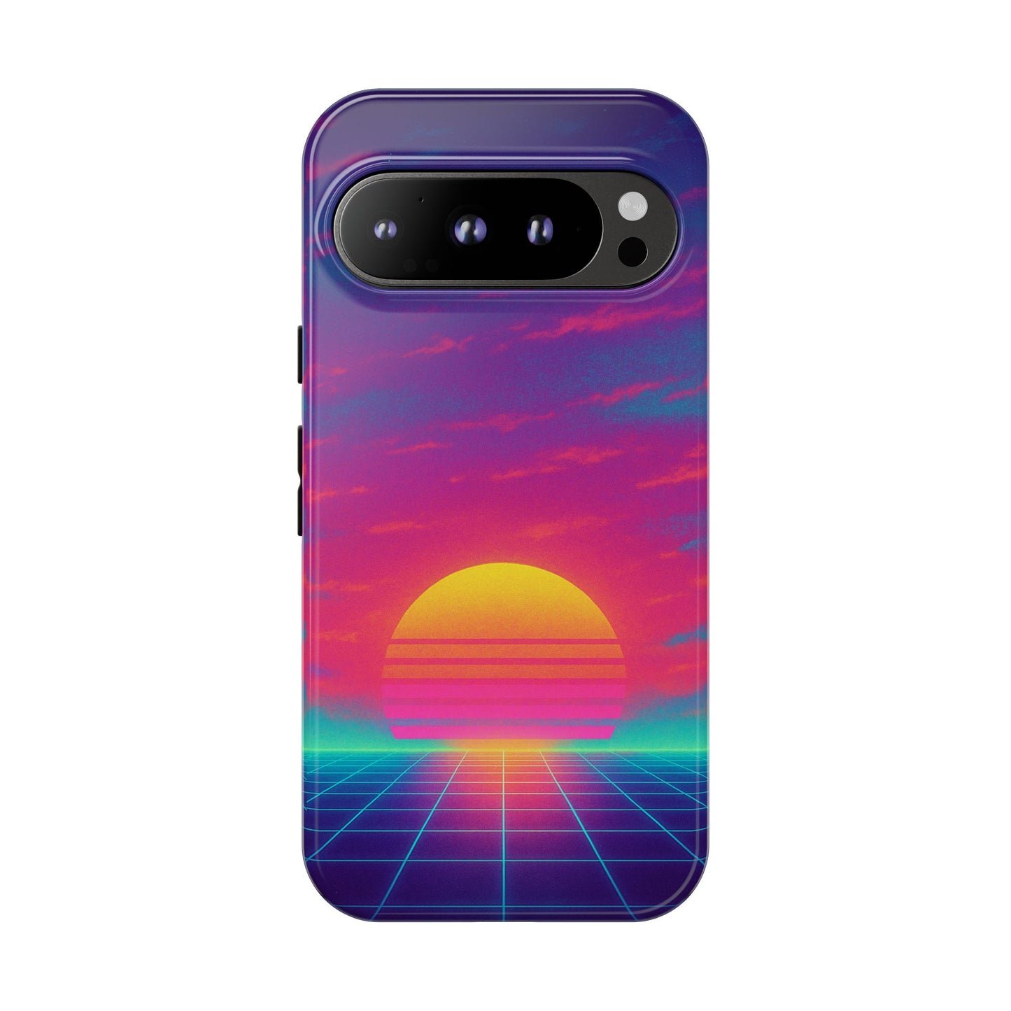 Retro Sunset Tough Phone Case - Vibrant 80s Aesthetic