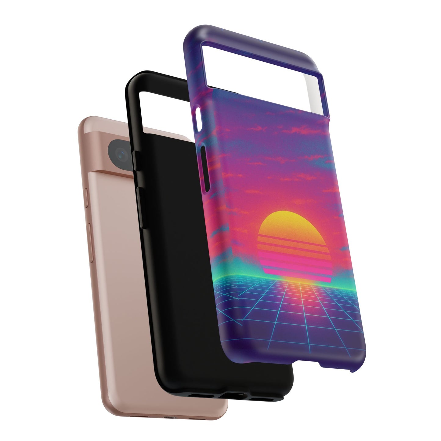 Retro Sunset Tough Phone Case - Vibrant 80s Aesthetic