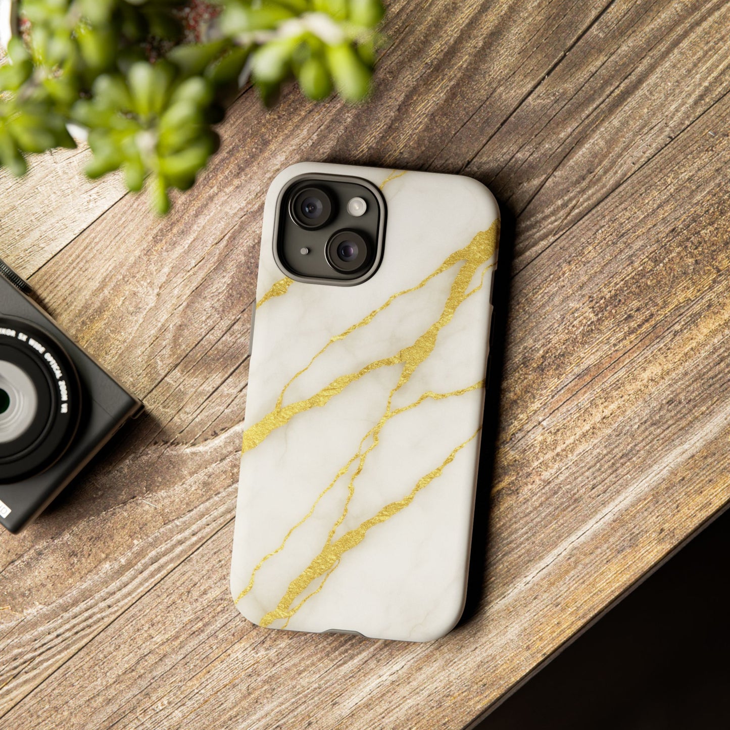 Luxury Marble Phone Case with Gold Accents