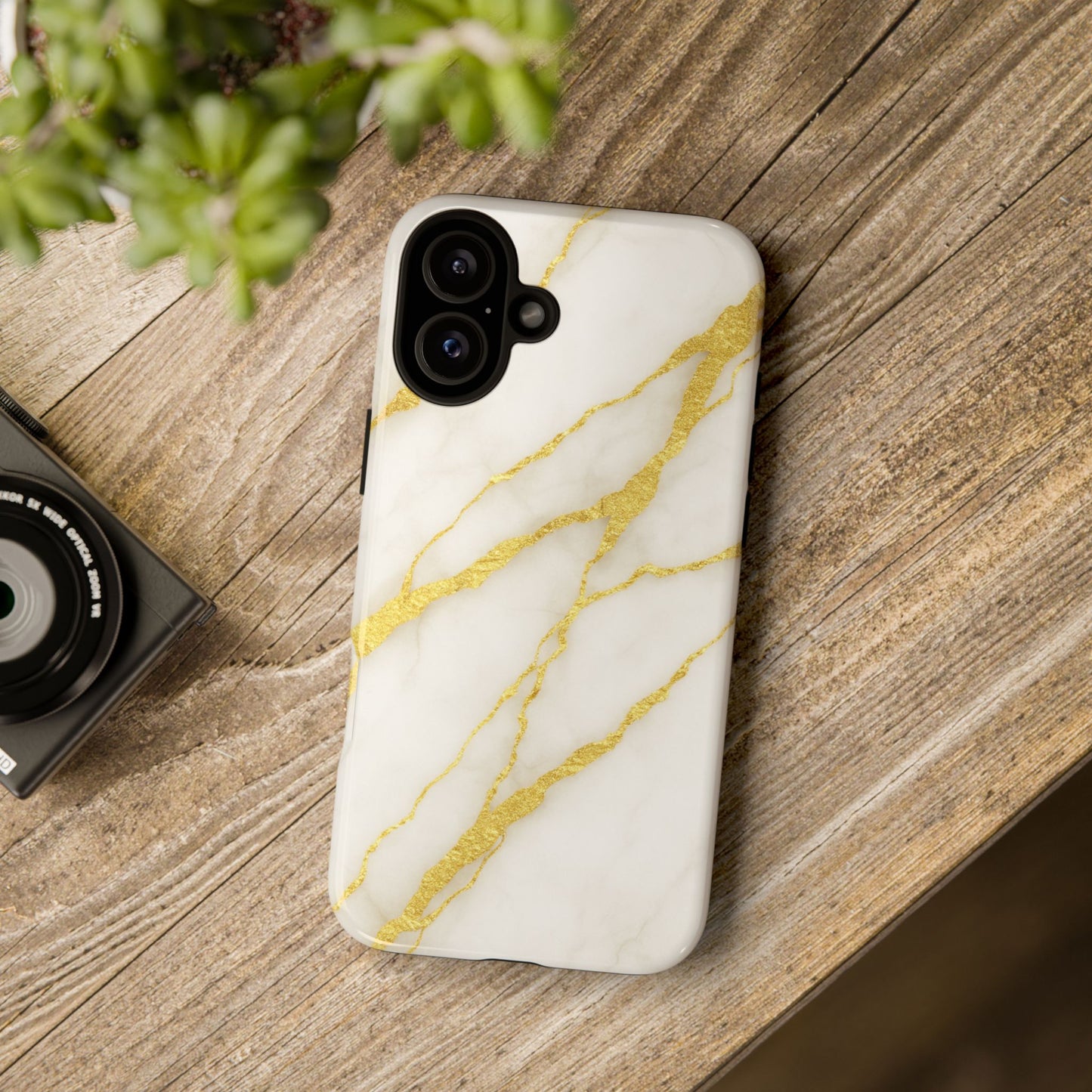 Luxury Marble Phone Case with Gold Accents
