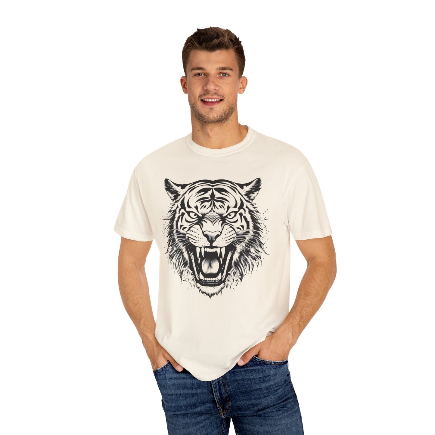 Fierce Tiger Unisex Garment-Dyed T-Shirt – Bold Graphic Tees for Animal Lovers