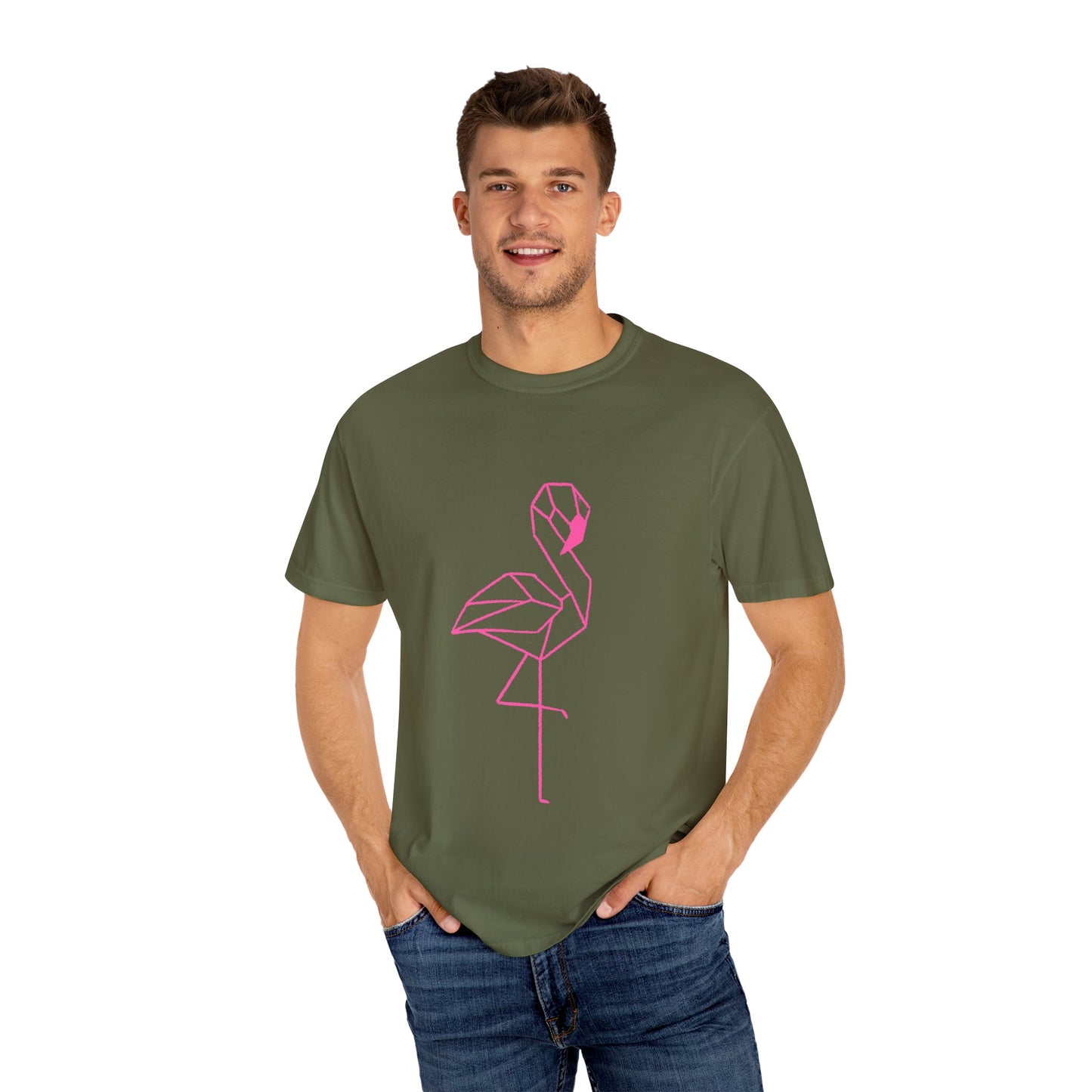 Geo Flamingo Unisex T-shirt | Summer Vibes Tee | Gift for Nature Lovers | Casual Wear for Every Occasion, Beach, Vacation, Friends Gathering