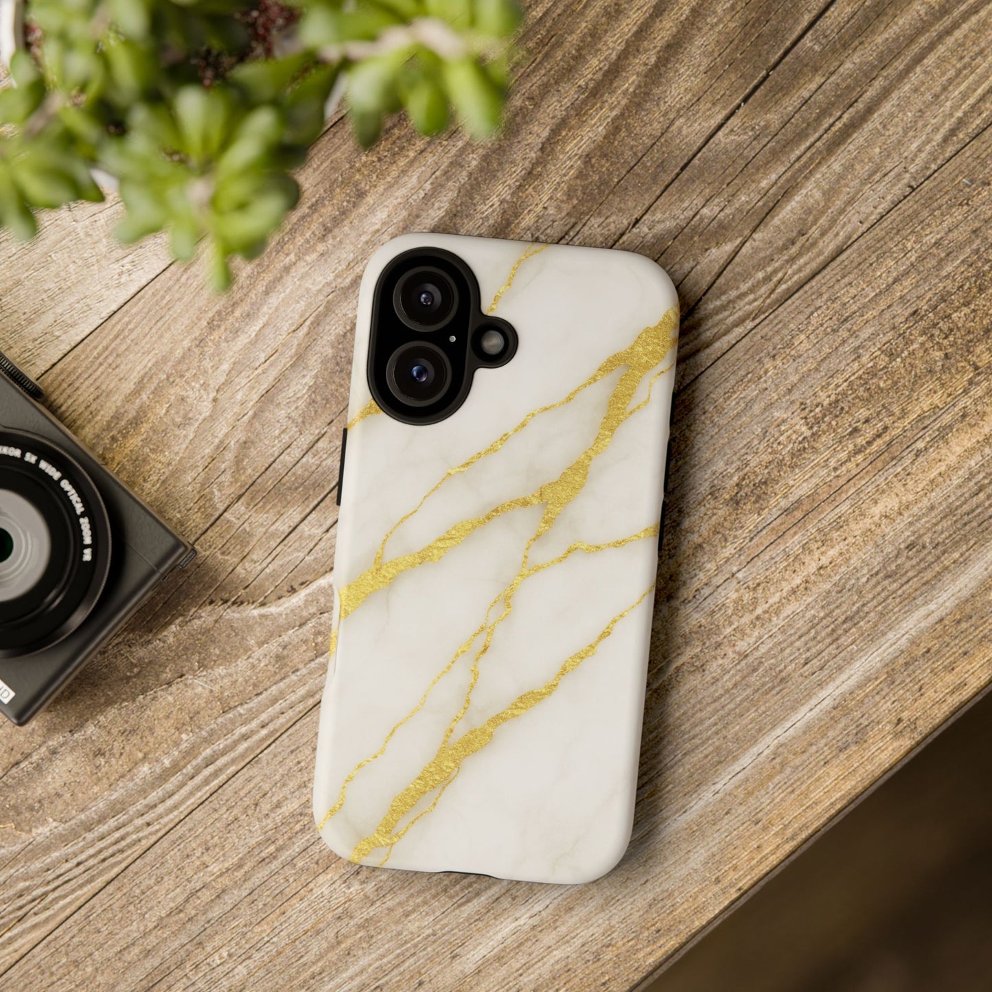 Luxury Marble Phone Case with Gold Accents