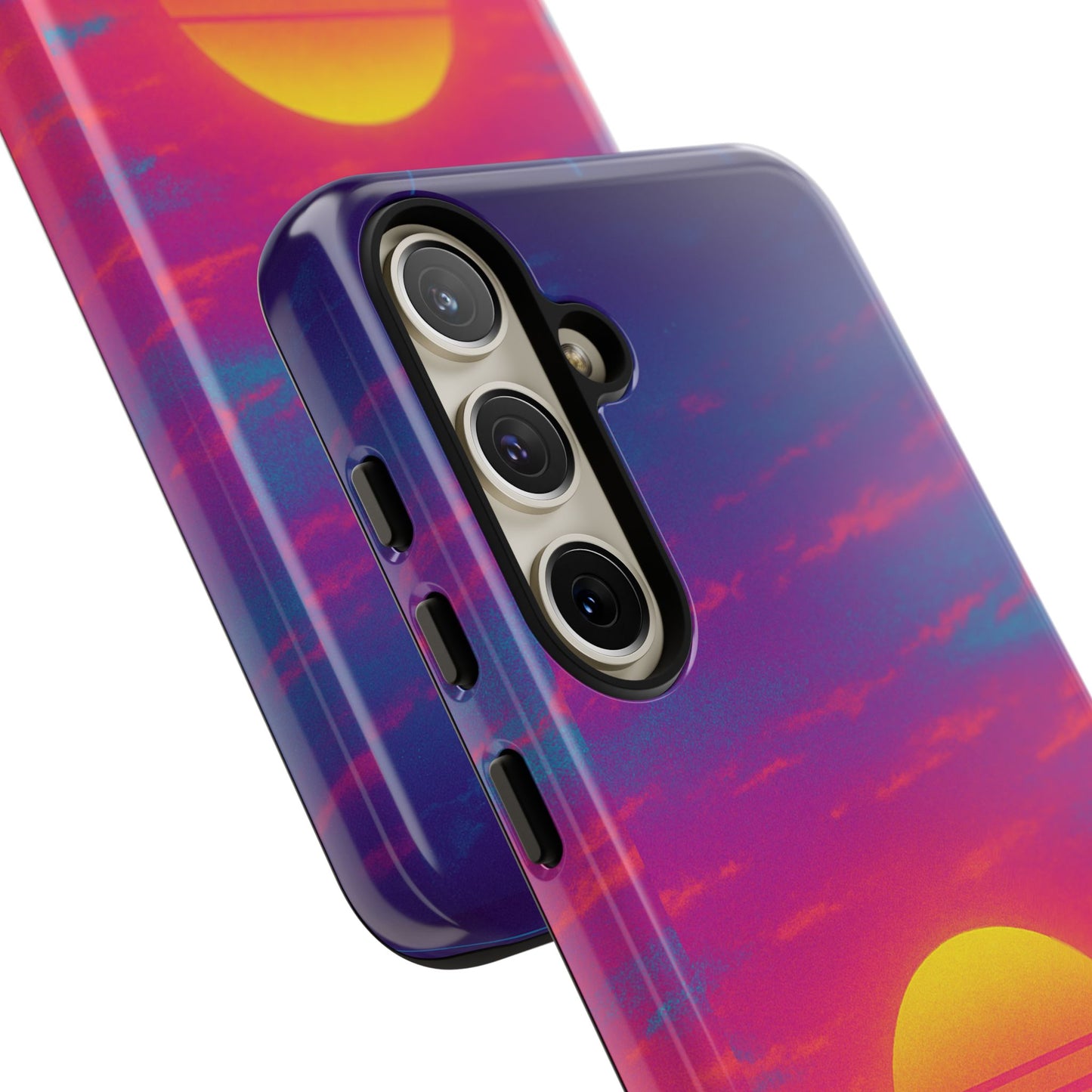 Retro Sunset Tough Phone Case - Vibrant 80s Aesthetic