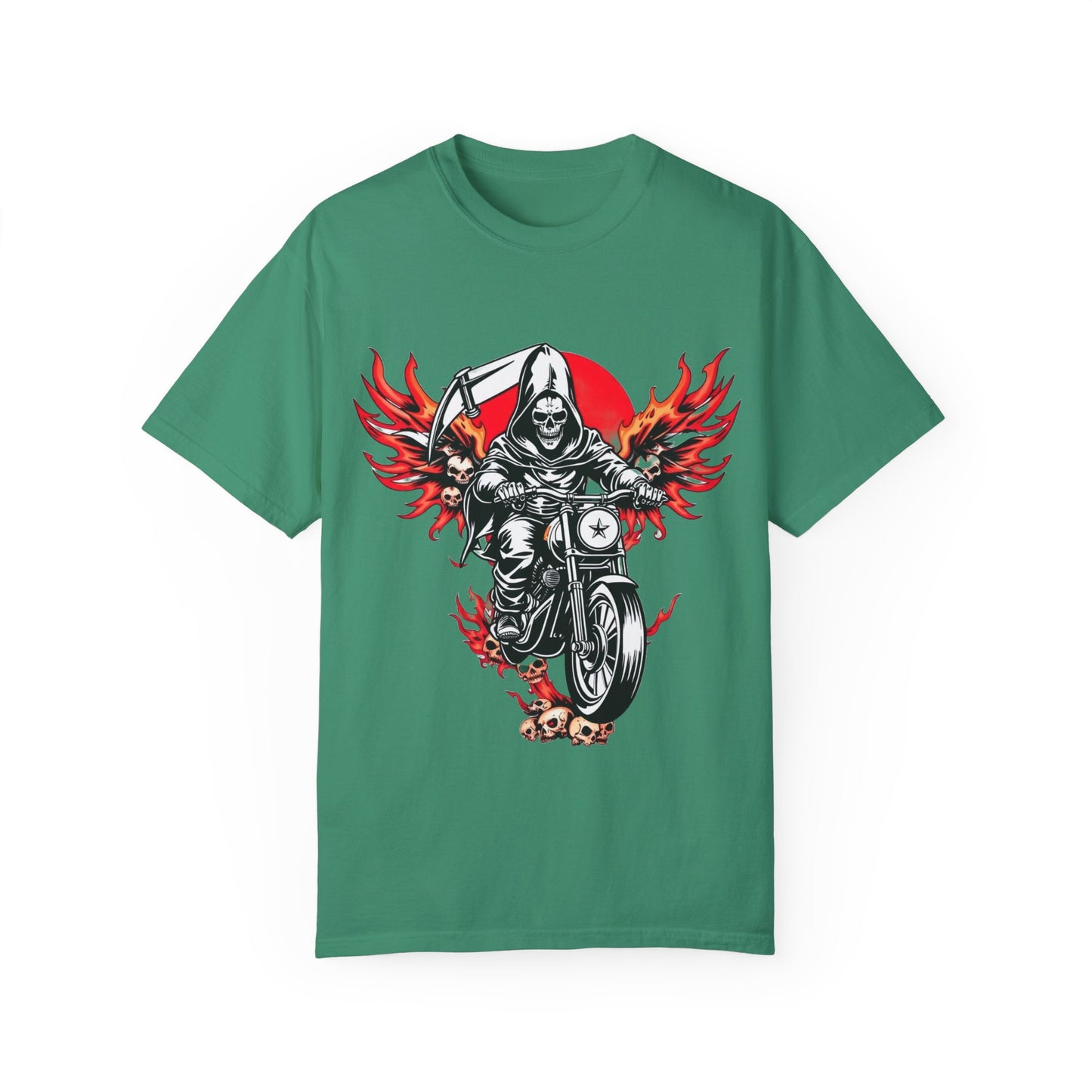 Unisex Motorcycle Grim Reaper T-Shirt - Bold Graphic Tee for Bikers and Rebels