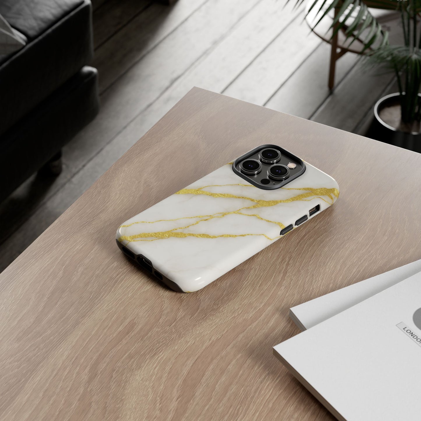 Luxury Marble Phone Case with Gold Accents