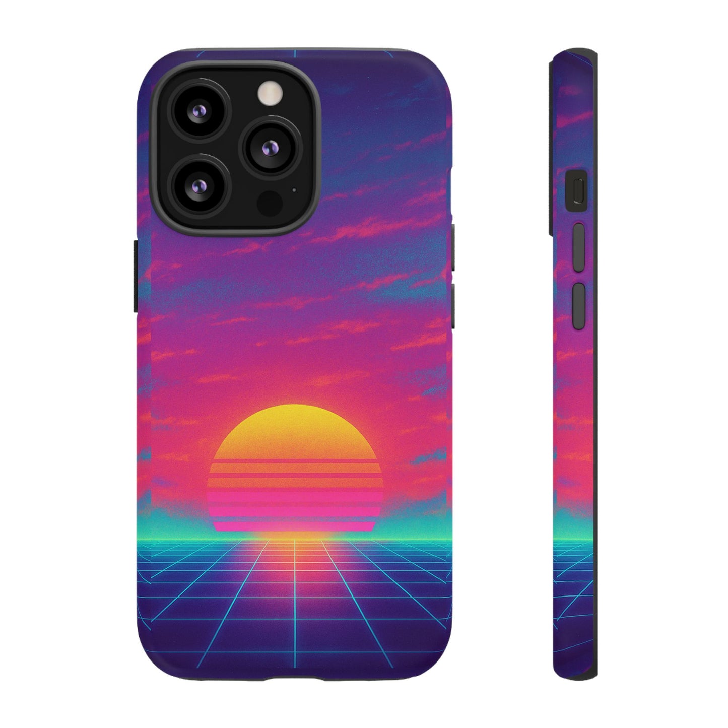 Retro Sunset Tough Phone Case - Vibrant 80s Aesthetic