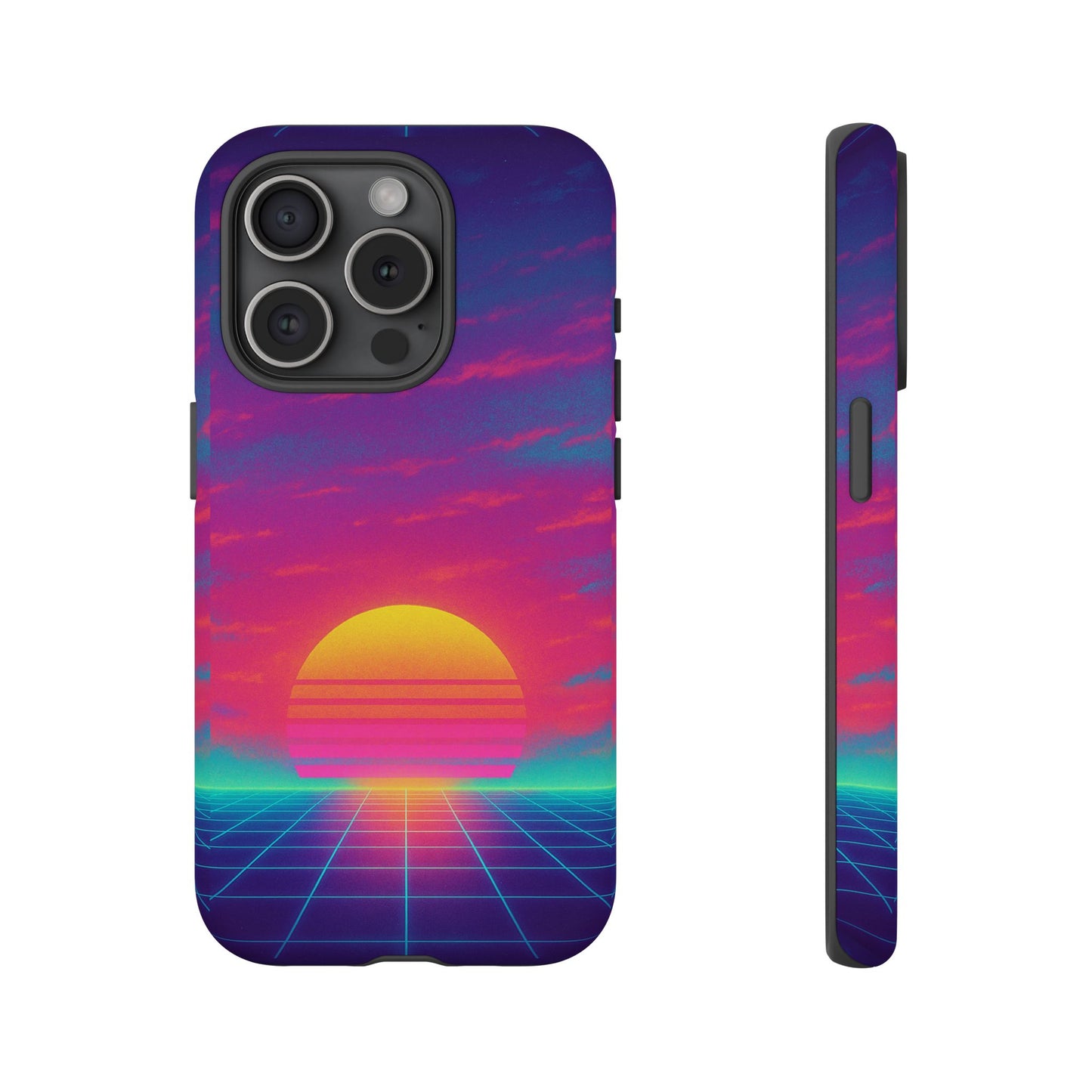 Retro Sunset Tough Phone Case - Vibrant 80s Aesthetic