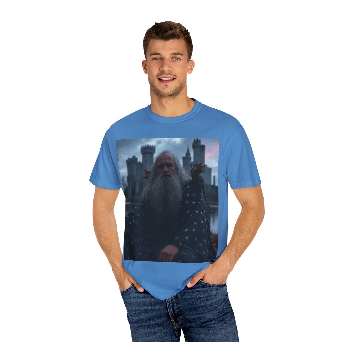 Mystical Wizard Graphic T-Shirt | Unisex Garment-Dyed Tee for Fantasy Lovers