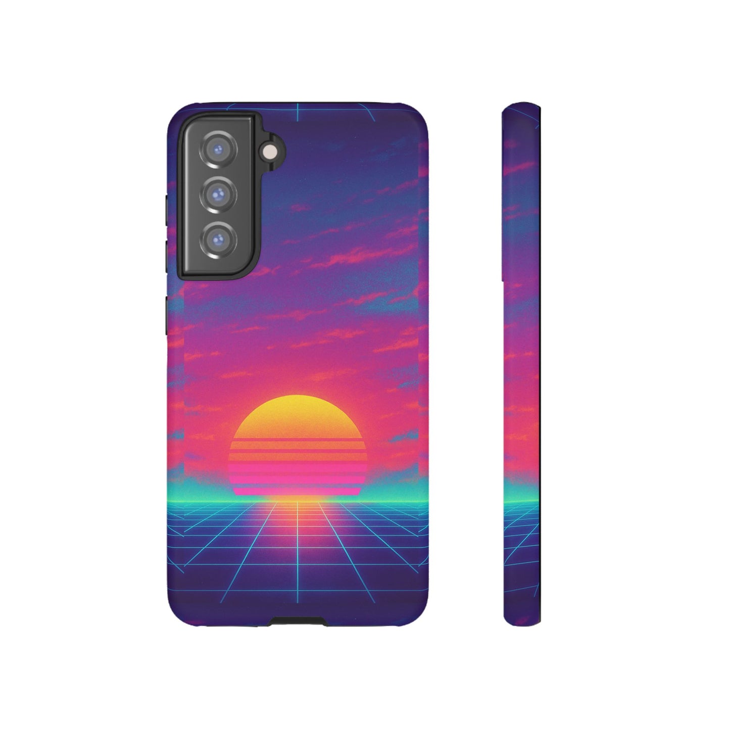 Retro Sunset Tough Phone Case - Vibrant 80s Aesthetic