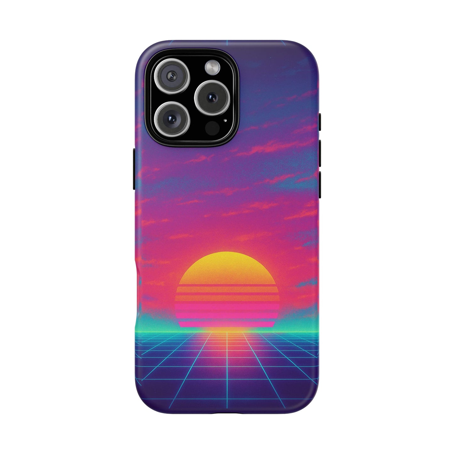 Retro Sunset Tough Phone Case - Vibrant 80s Aesthetic
