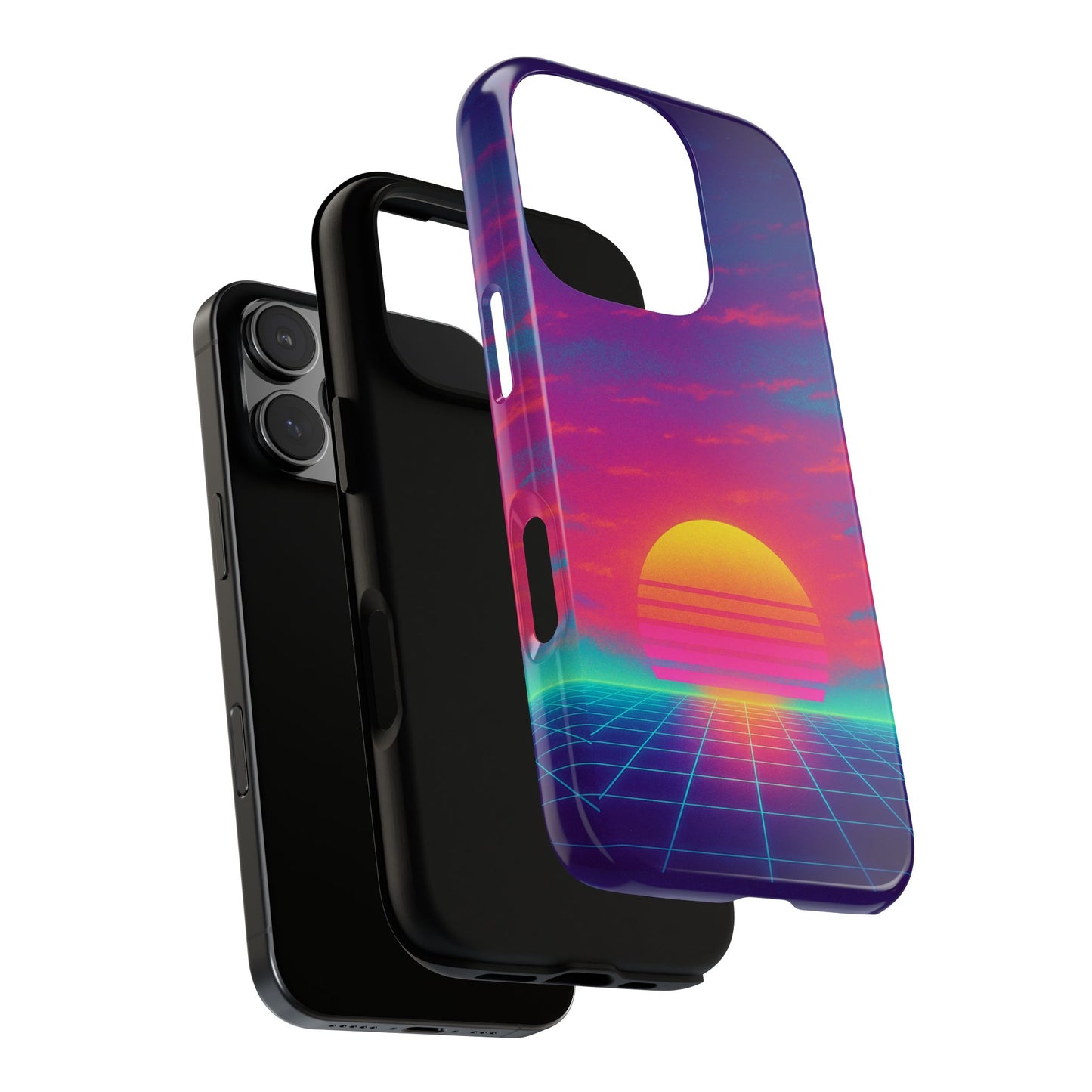 Retro Sunset Tough Phone Case - Vibrant 80s Aesthetic