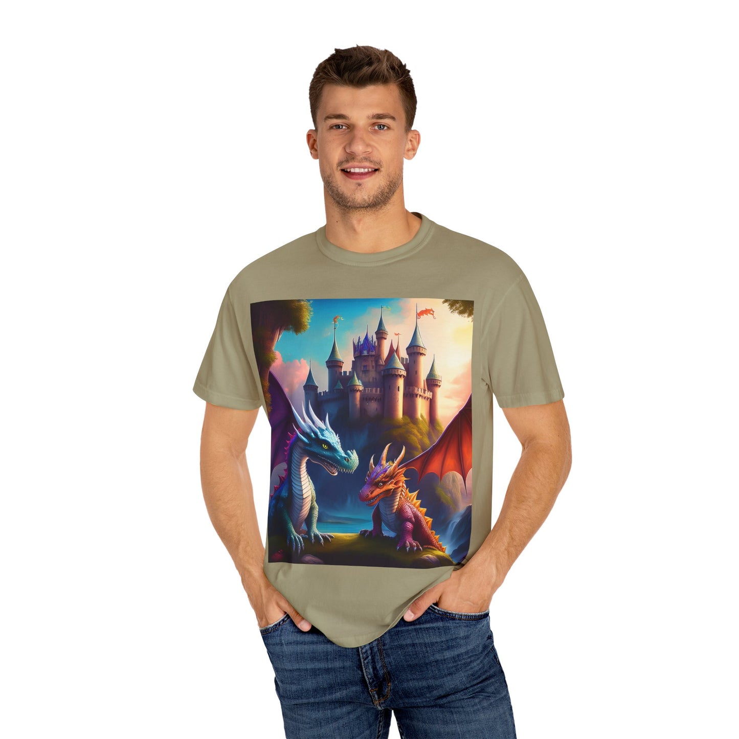 Fantasy Dragons Unisex Garment-Dyed T-Shirt - Perfect for Gamers & Fantasy Lovers