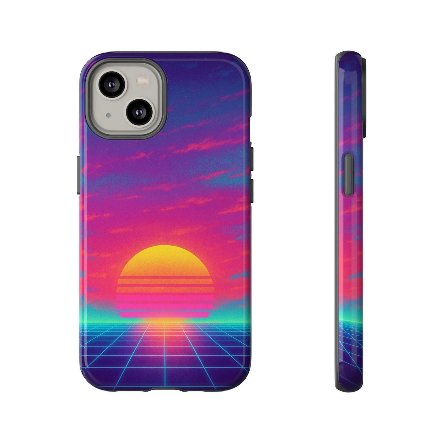 Retro Sunset Tough Phone Case - Vibrant 80s Aesthetic