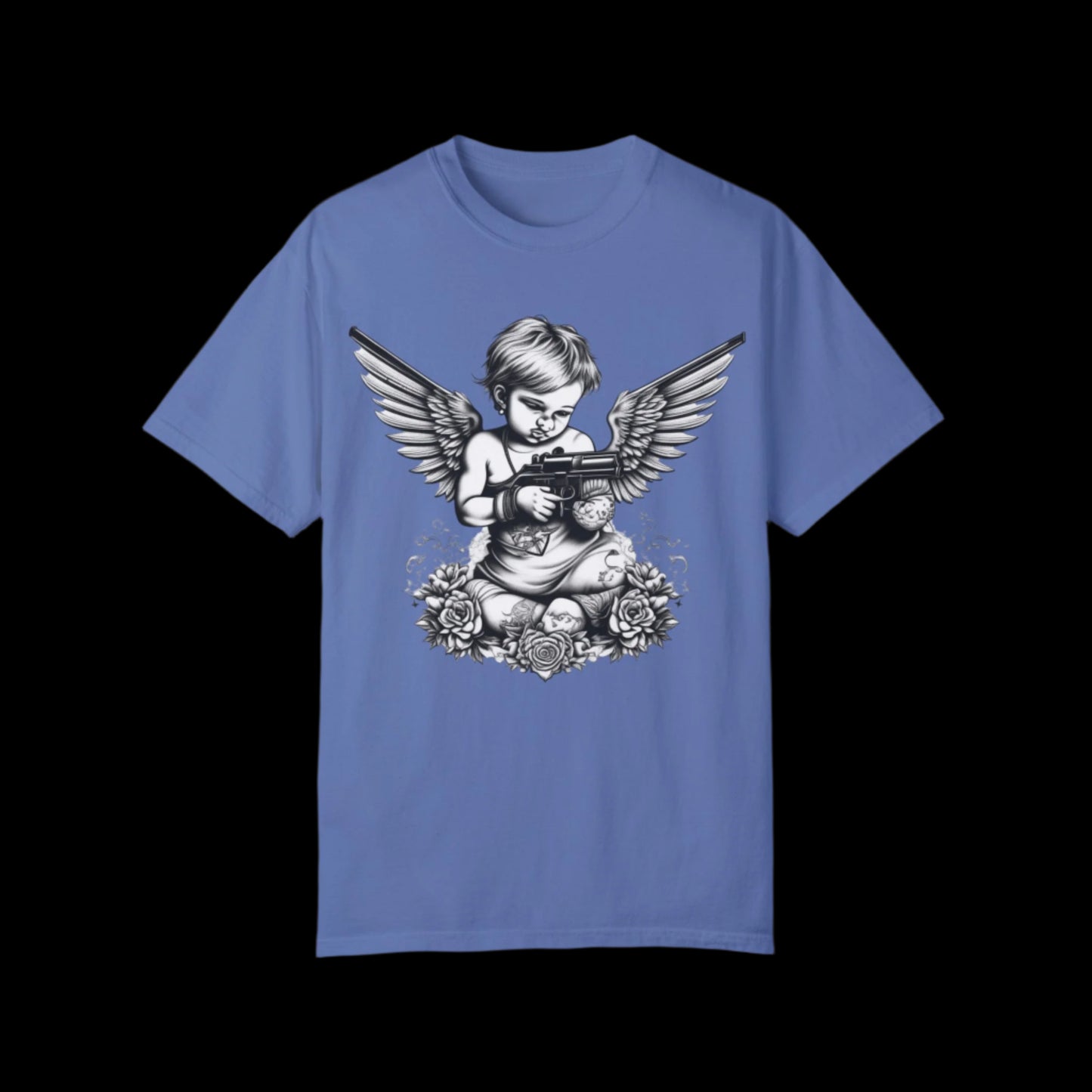 Unisex Angel with Gun Graphic T-Shirt - Edgy Streetwear