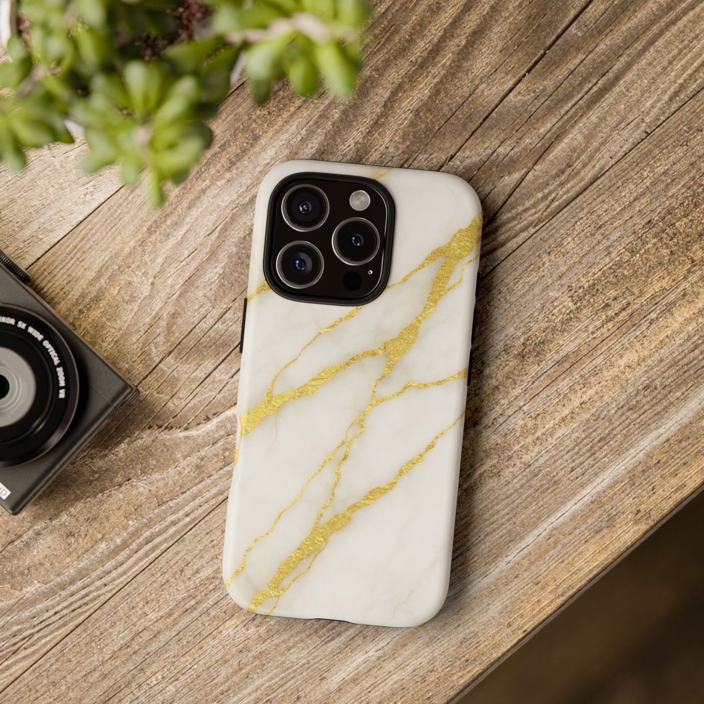 Luxury Marble Phone Case with Gold Accents