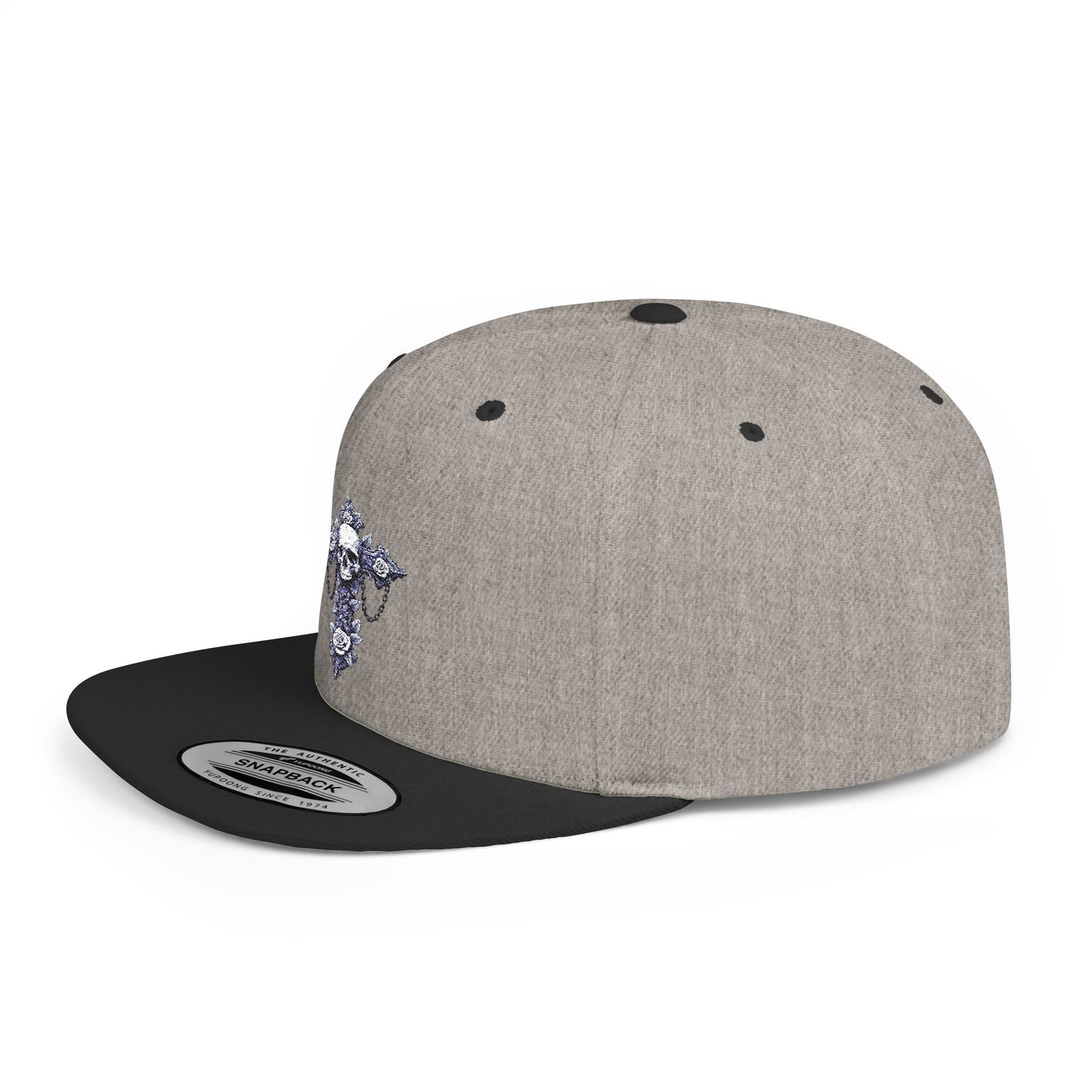 Stylish Flat Bill Snapback Hat with Unique Graphic Design
