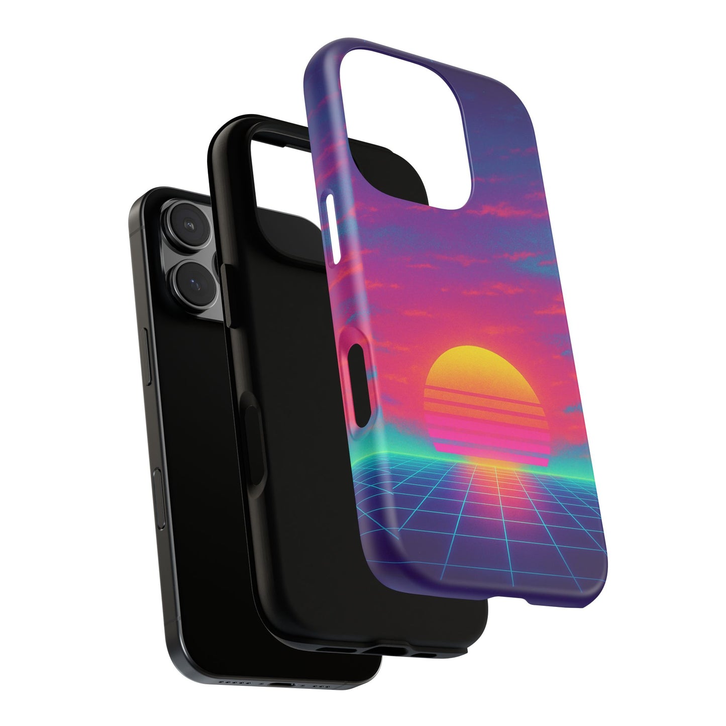 Retro Sunset Tough Phone Case - Vibrant 80s Aesthetic