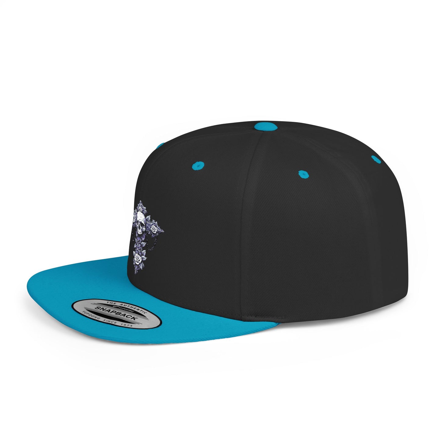 Stylish Flat Bill Snapback Hat with Unique Graphic Design