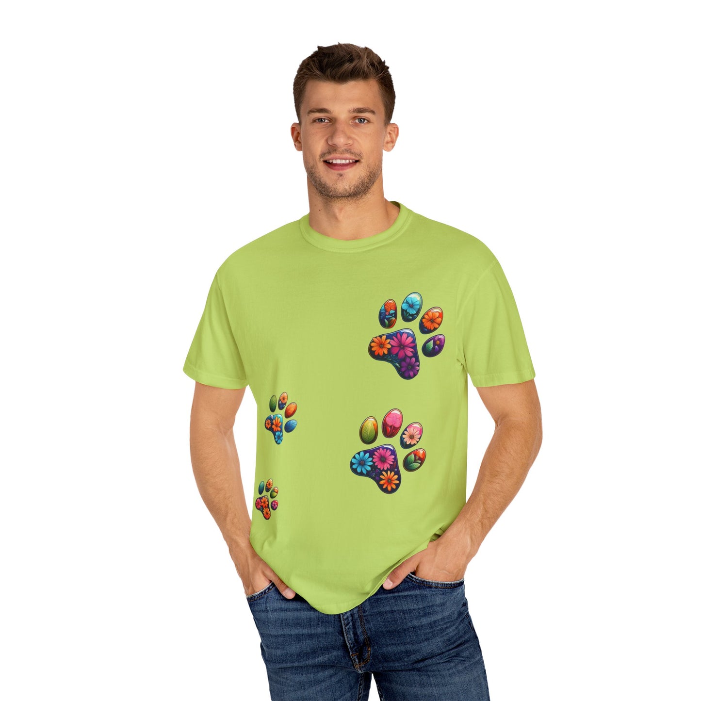 Floral Paw Print T-Shirt for Pet Lovers