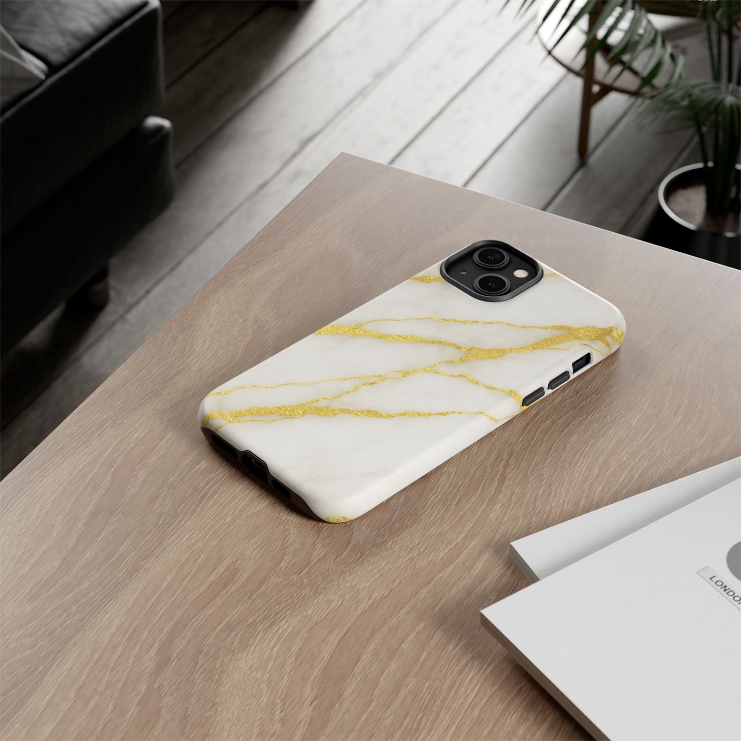 Luxury Marble Phone Case with Gold Accents