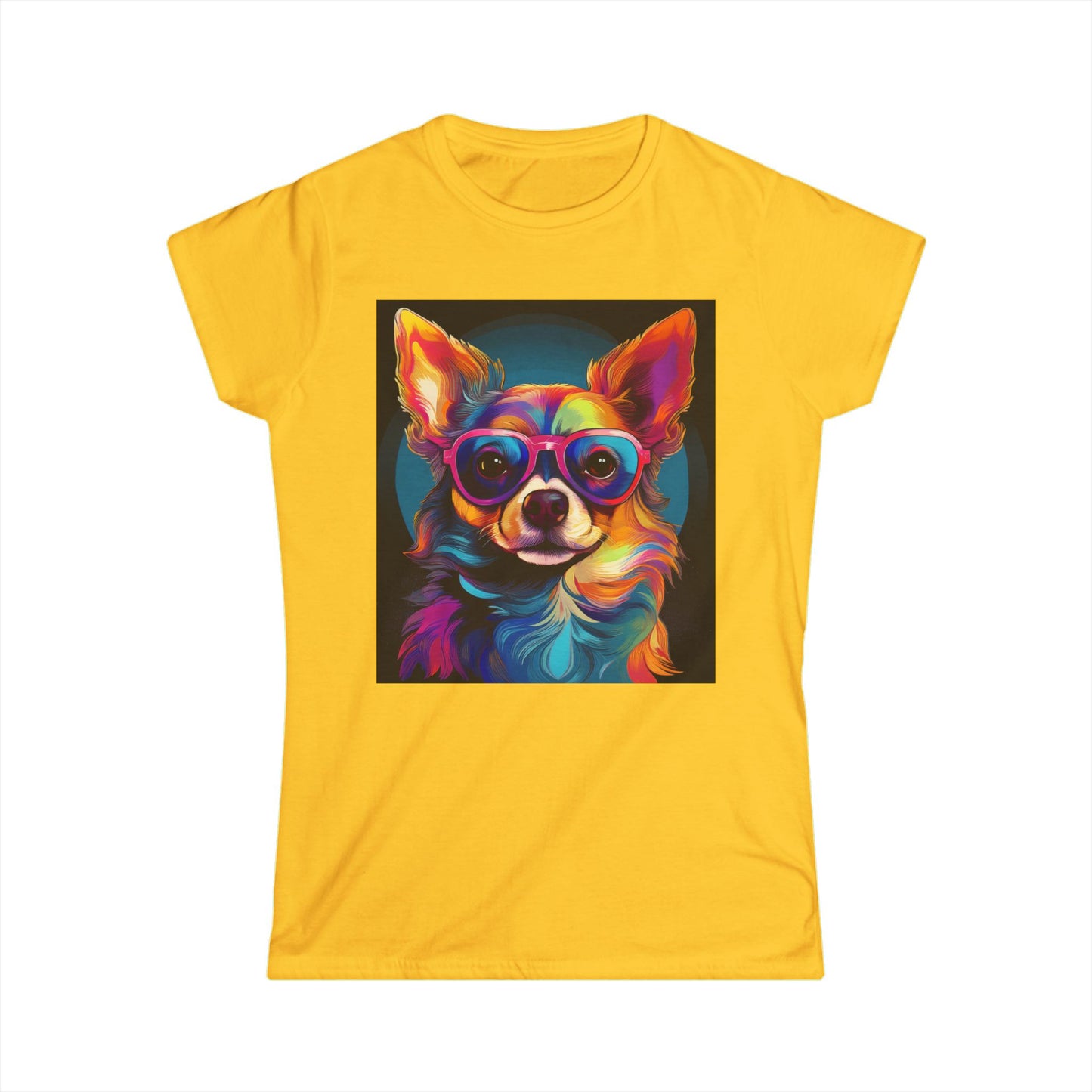 Colorful Dog Graphic Women's Softstyle Tee - Perfect for Animal Lovers