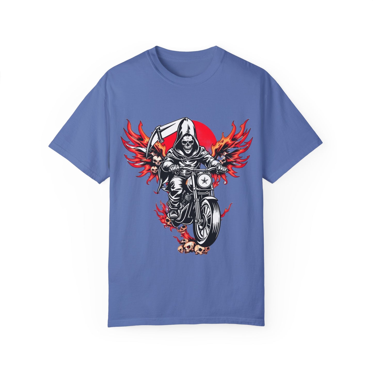 Unisex Motorcycle Grim Reaper T-Shirt - Bold Graphic Tee for Bikers and Rebels